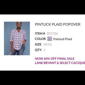 Lane Bryant Pintuck Plaid Shirt